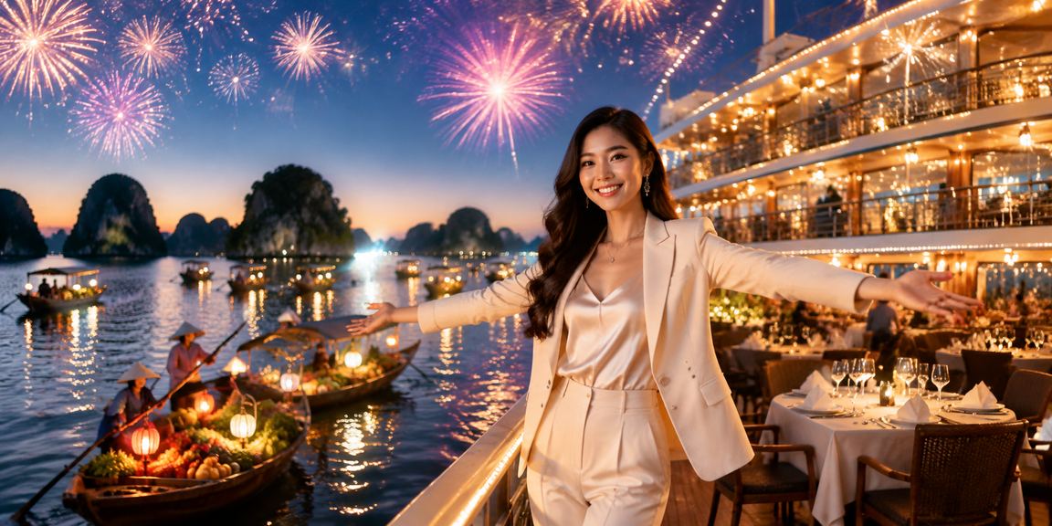 Khung cảnh vịnh Hạ Long rực rỡ trong lễ hội mùa hè, gợi cảm hứng giải trí trực tuyến cho du khách Việt