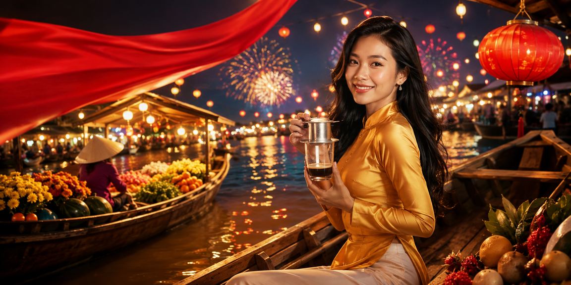 Cảnh sông Mekong buổi sáng sớm với ánh bình minh vàng nhạt, biểu trưng cho nhịp sống miền Tây Nam Bộ